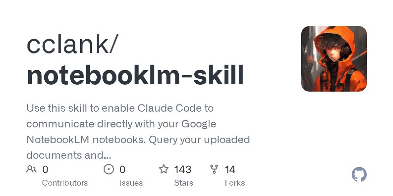 GitHub - cclank/notebooklm-skill: Use this skill to enable Claude Code to communicate directly with your Google NotebookLM notebooks.…